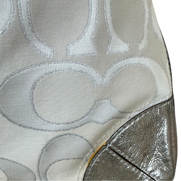 Coach Peyton Silver & White Monogrammed Signature Jacquard Hobo Bag w/ Duster - Picture 14 of 14